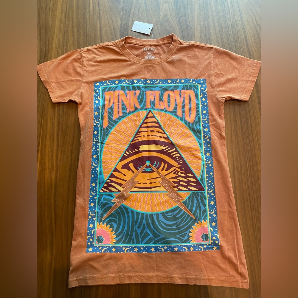 Pink Floyd Rhinestones Orange Tshirt